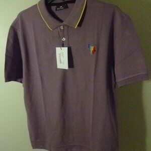 NWT PAUL SMITH BROAD STRIPE ZEBRA POLO SHIRT - PURPLE - LARGE